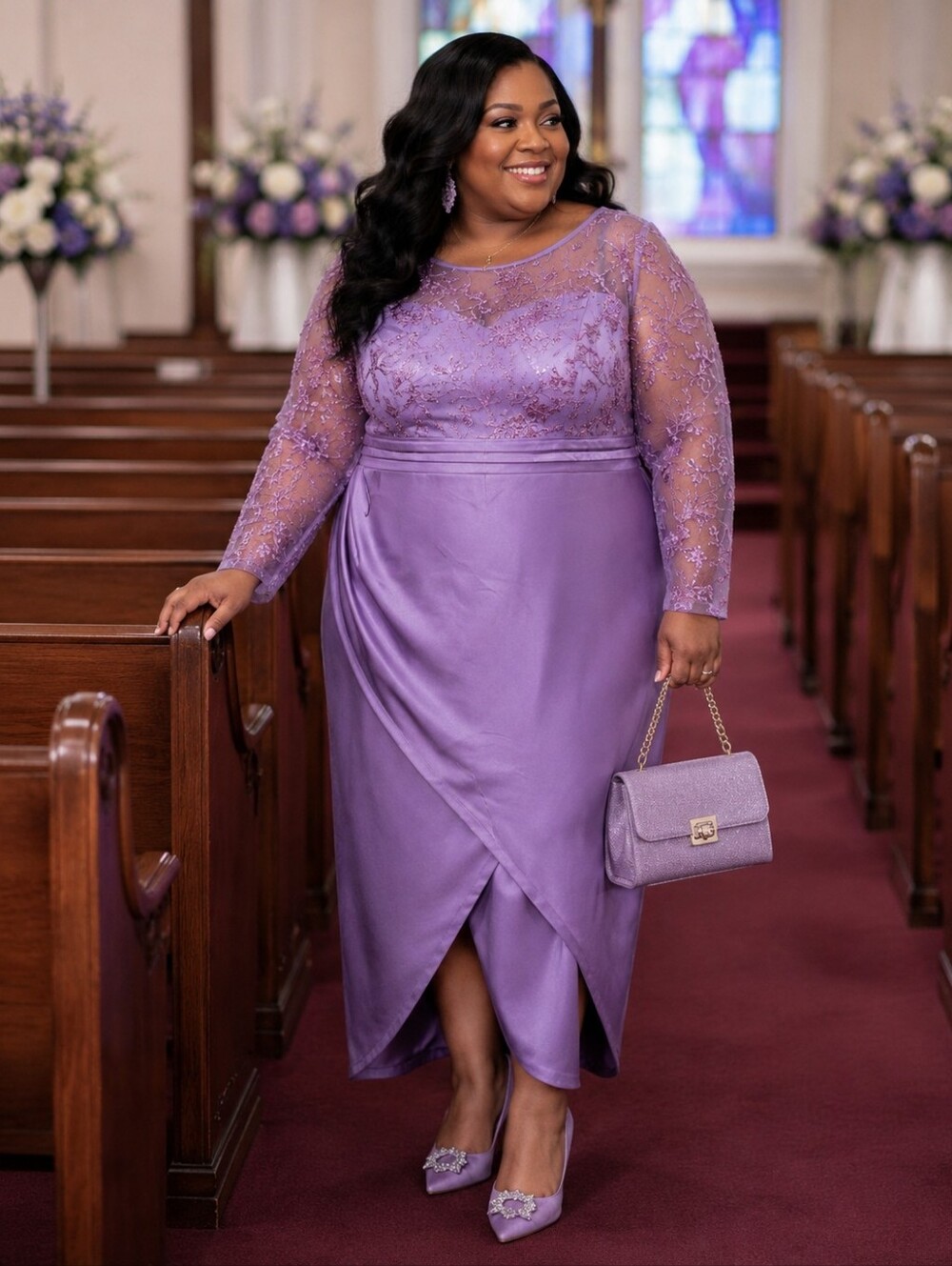 Shein Elegant Purple Embroidered Dress